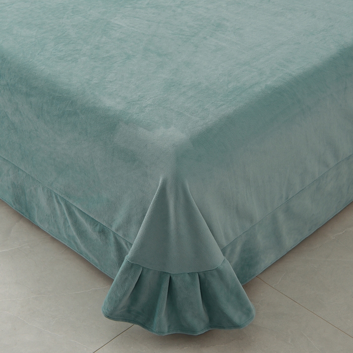 91家纺网 家纺一手货源 找家纺 氧家 2025新款高克重牛奶绒拼角刺绣床单床笠床盖款四件套-经典 经典-绿