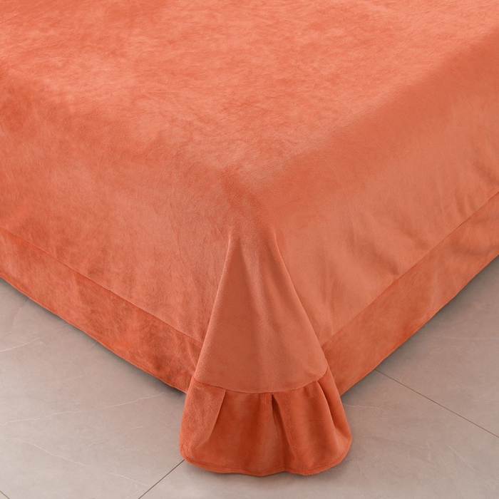 91家纺网 家纺一手货源 找家纺 氧家 2025新款高克重牛奶绒拼角刺绣床单床笠床盖款四件套-经典 经典-橙