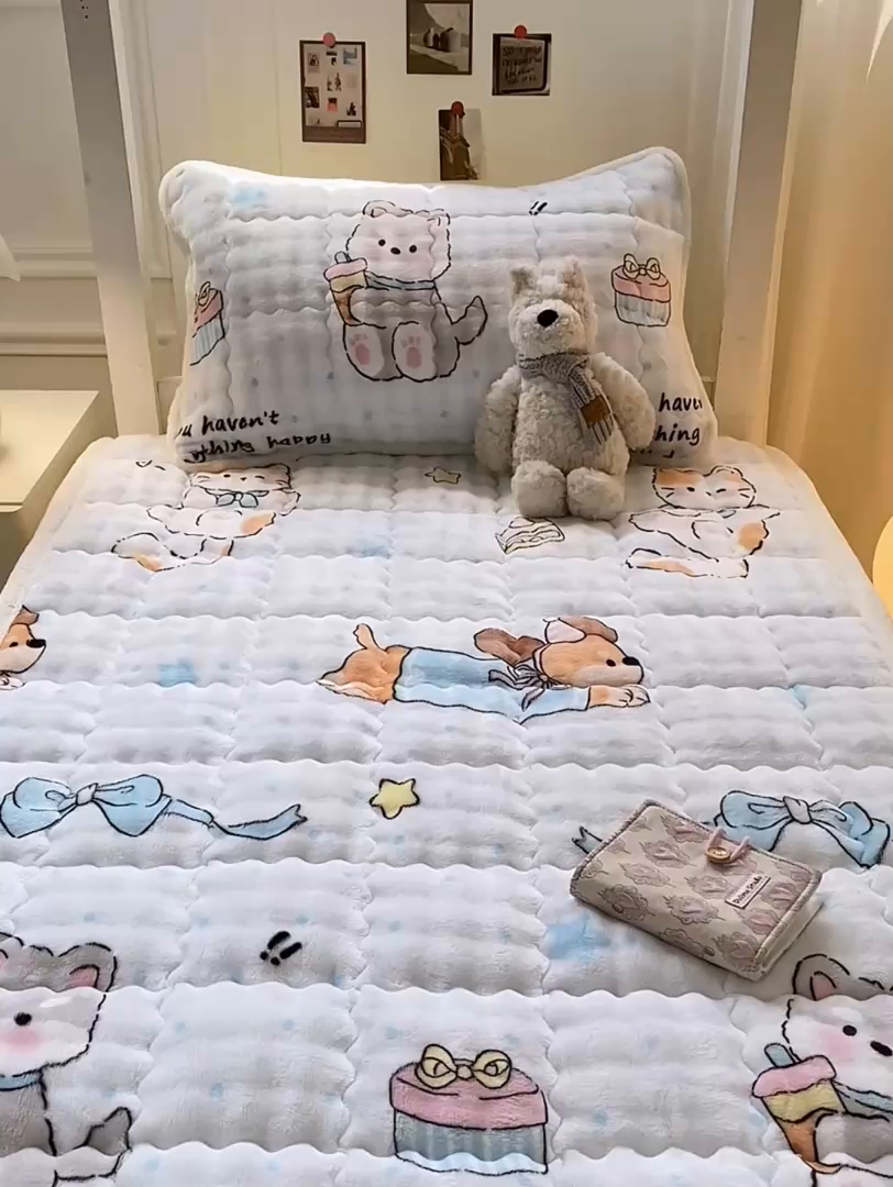 91家纺网 家纺一手货源 找家纺 优品惠 2025新款兔毛绒床垫学生床垫床褥子床护垫 萌宠