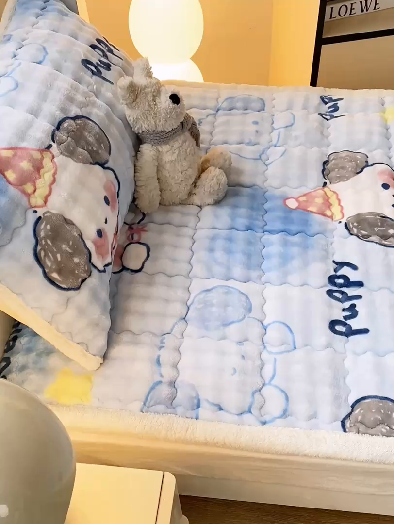 91家纺网 家纺一手货源 找家纺 优品惠 2025新款兔毛绒床垫学生床垫床褥子床护垫 可爱狗