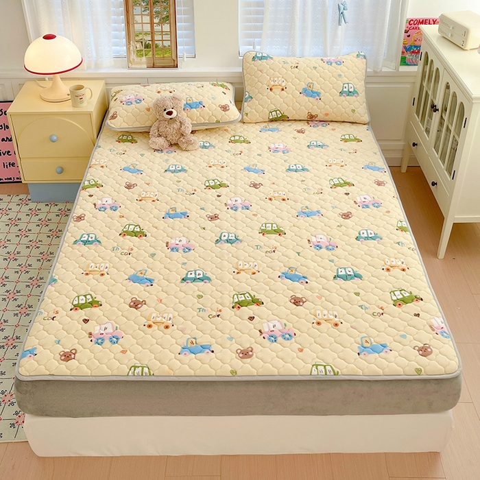 91家纺网 家纺一手货源 找家纺 富馨莱 2025新款牛奶绒夹棉床笠支持一件定做 汽车乐园-夹棉