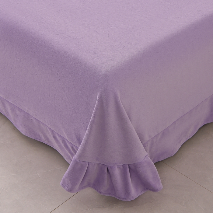 91家纺网 家纺一手货源 找家纺 氧家 2025新款高克重牛奶绒拼角刺绣床单床笠床盖款四件套-经典 经典-紫