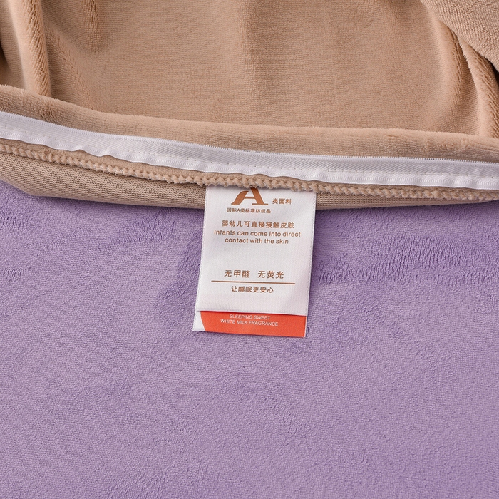 91家纺网 家纺一手货源 找家纺 氧家 2025新款高克重牛奶绒拼角刺绣床单床笠床盖款四件套-经典 经典-紫