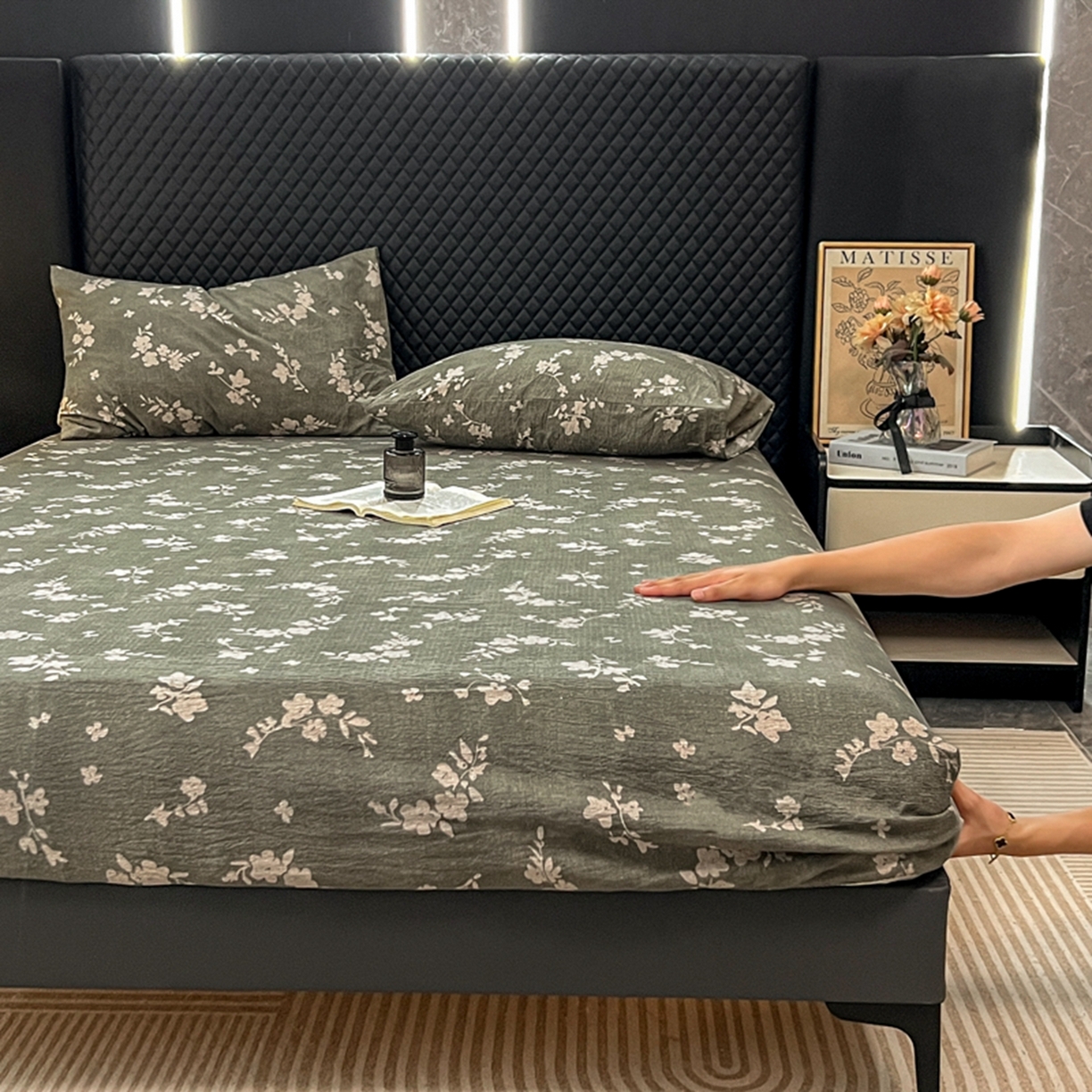 91家纺网 家纺一手货源 找家纺 漫仙阁家纺 2025新款高克重复古原麻单床笠床笠单件单品床笠 茶颜