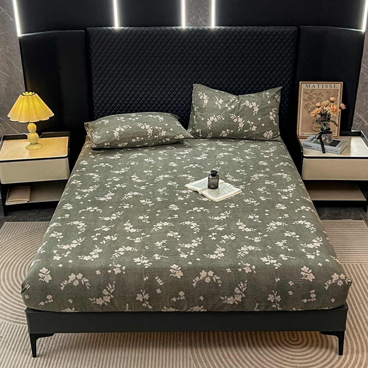 91家纺网 家纺一手货源 找家纺 漫仙阁家纺 2025新款高克重复古原麻单床笠床笠单件单品床笠 茶颜