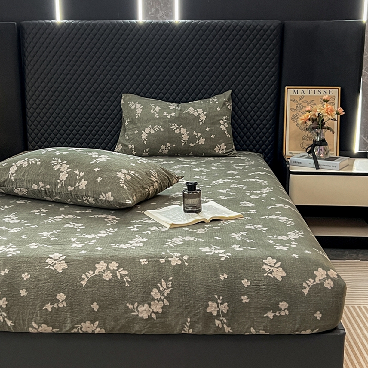 91家纺网 家纺一手货源 找家纺 漫仙阁家纺 2025新款高克重复古原麻单床笠床笠单件单品床笠 茶颜