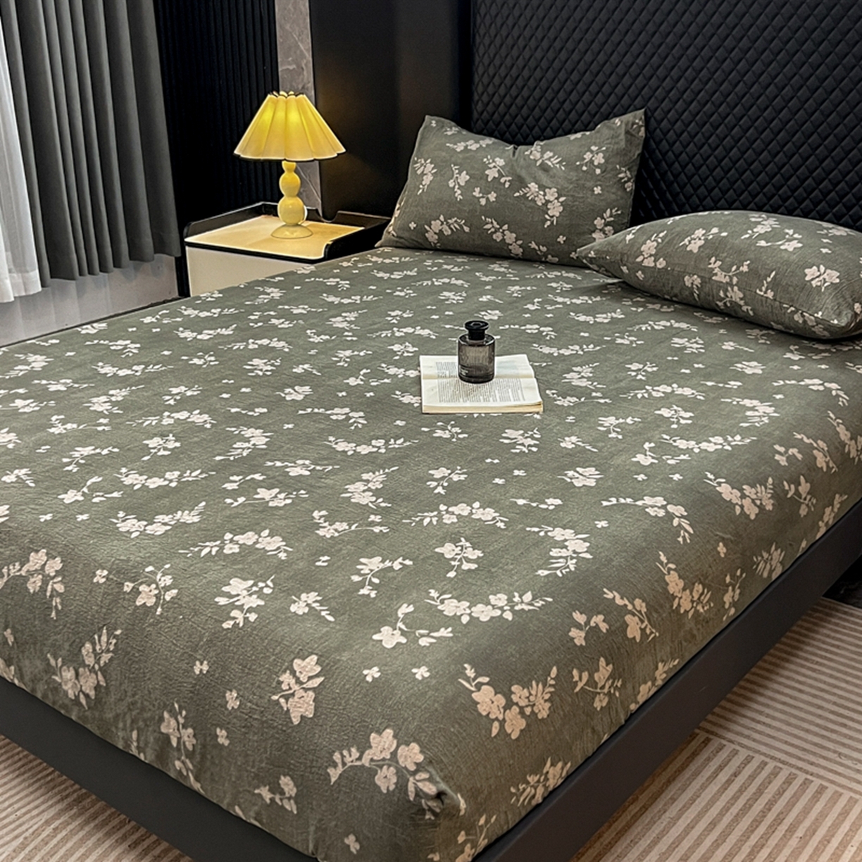 91家纺网 家纺一手货源 找家纺 漫仙阁家纺 2025新款高克重复古原麻单床笠床笠单件单品床笠 茶颜