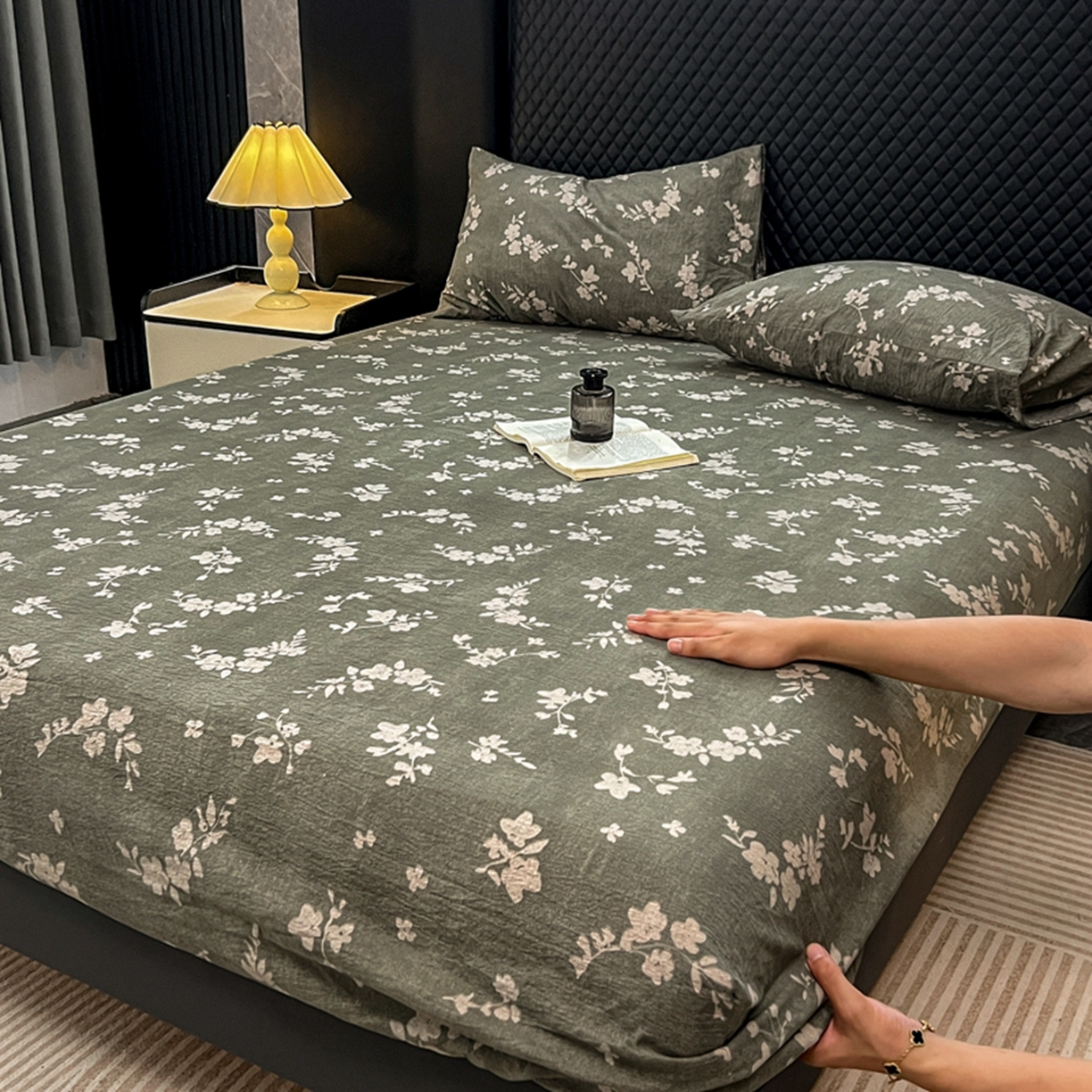 91家纺网 家纺一手货源 找家纺 漫仙阁家纺 2025新款高克重复古原麻单床笠床笠单件单品床笠 茶颜