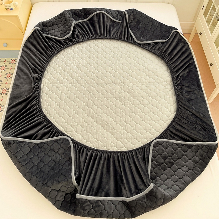 91家纺网 家纺一手货源 找家纺 富馨莱 2025新款牛奶绒夹棉床笠支持一件定做 轻奢灰-夹棉