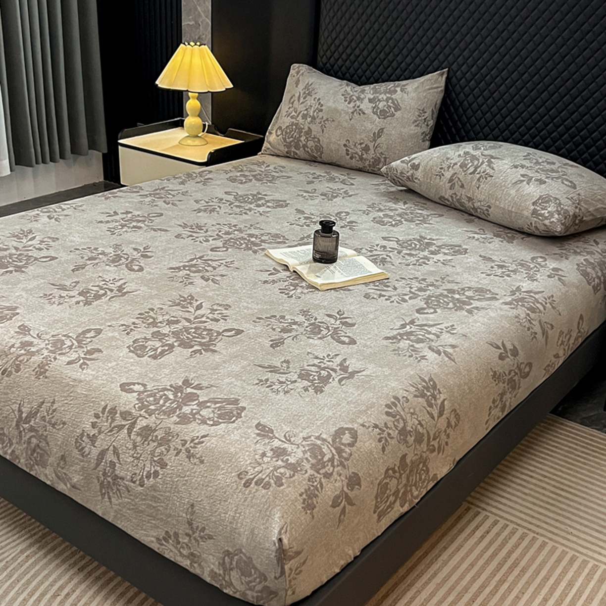 91家纺网 家纺一手货源 找家纺 漫仙阁家纺 2025新款高克重复古原麻单床笠床笠单件单品床笠 城堡花园