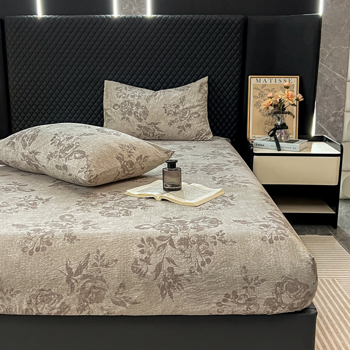 91家纺网 家纺一手货源 找家纺 漫仙阁家纺 2025新款高克重复古原麻单床笠床笠单件单品床笠 城堡花园