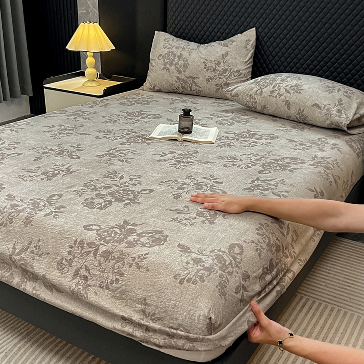 91家纺网 家纺一手货源 找家纺 漫仙阁家纺 2025新款高克重复古原麻单床笠床笠单件单品床笠 城堡花园