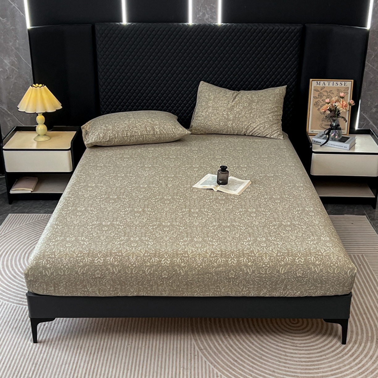 91家纺网 家纺一手货源 找家纺 漫仙阁家纺 2025新款高克重复古原麻单床笠床笠单件单品床笠 古奈绿