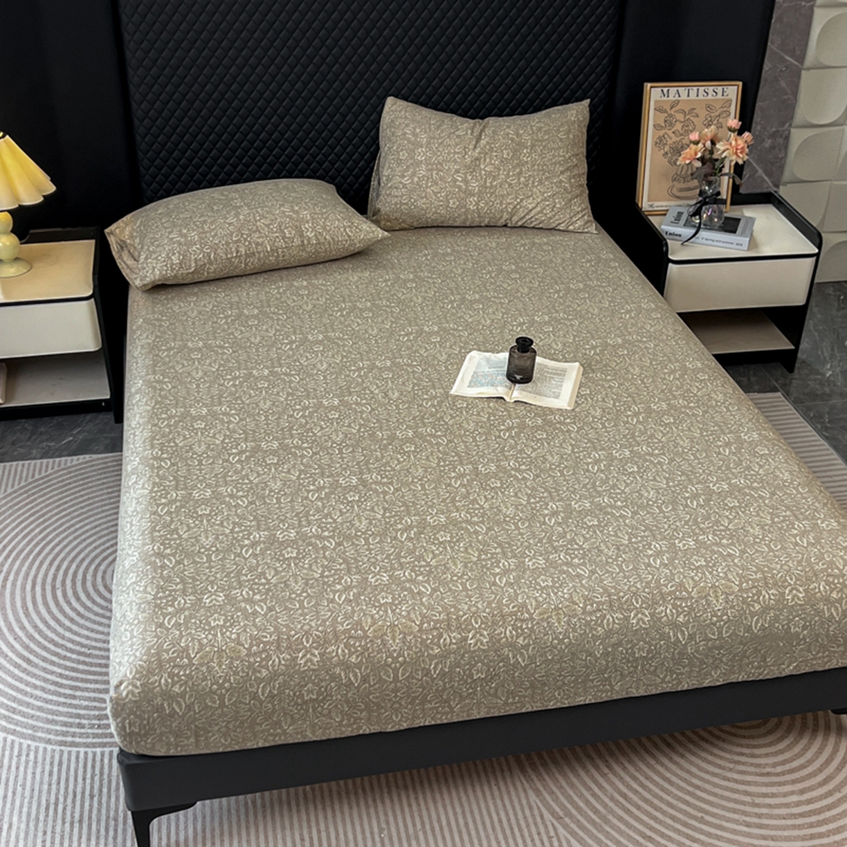 91家纺网 家纺一手货源 找家纺 漫仙阁家纺 2025新款高克重复古原麻单床笠床笠单件单品床笠 古奈绿