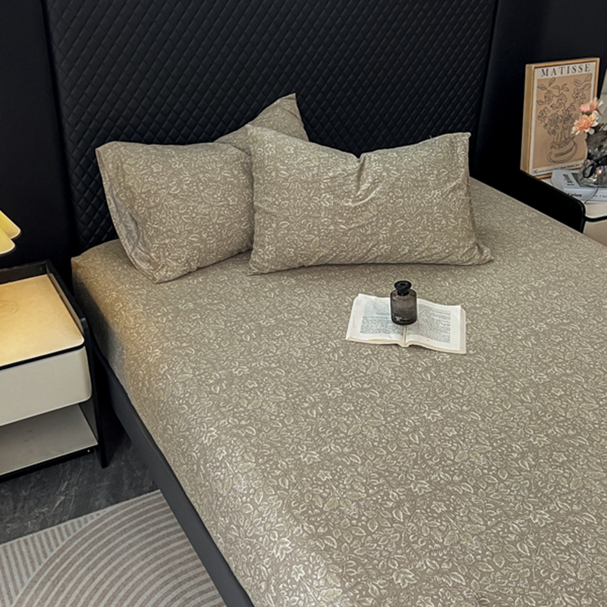 91家纺网 家纺一手货源 找家纺 漫仙阁家纺 2025新款高克重复古原麻单床笠床笠单件单品床笠 古奈绿