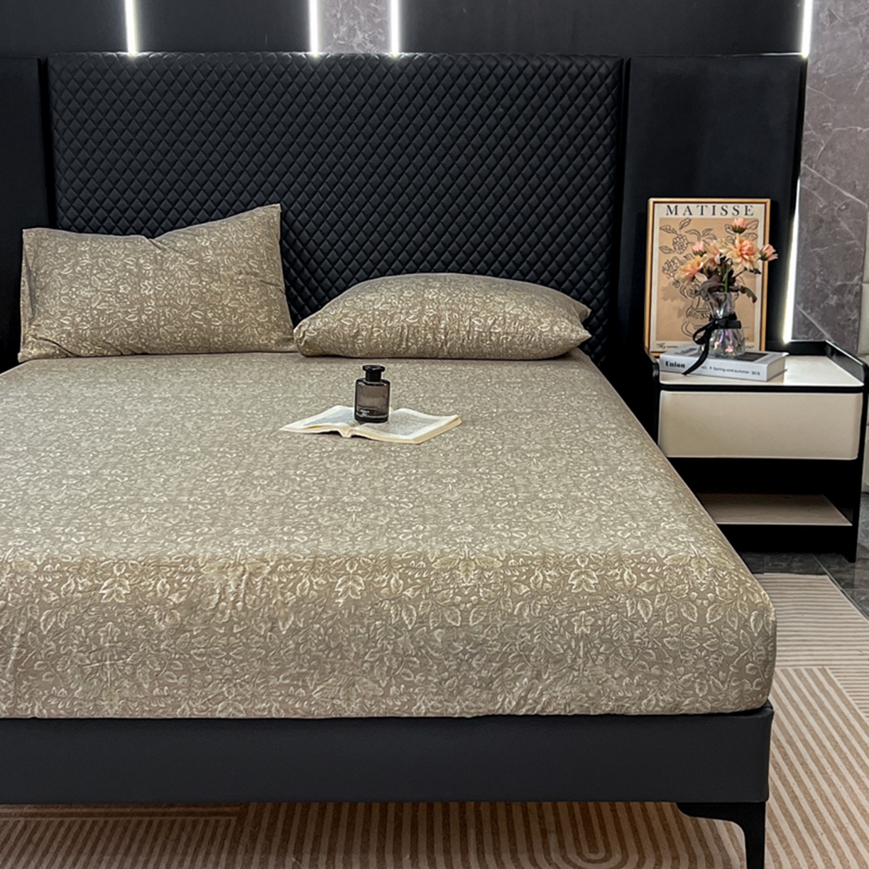 91家纺网 家纺一手货源 找家纺 漫仙阁家纺 2025新款高克重复古原麻单床笠床笠单件单品床笠 古奈绿