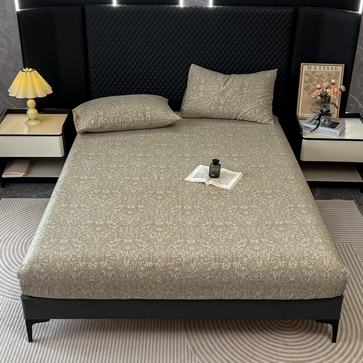 91家纺网 家纺一手货源 找家纺 漫仙阁家纺 2025新款高克重复古原麻单床笠床笠单件单品床笠 古奈绿