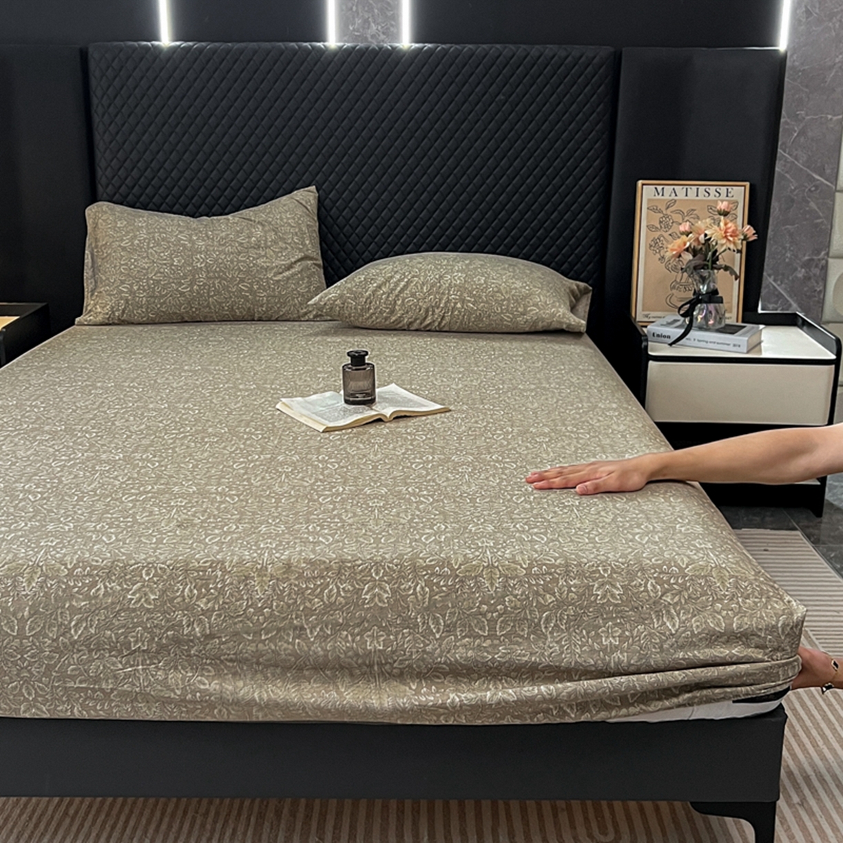 91家纺网 家纺一手货源 找家纺 漫仙阁家纺 2025新款高克重复古原麻单床笠床笠单件单品床笠 古奈绿