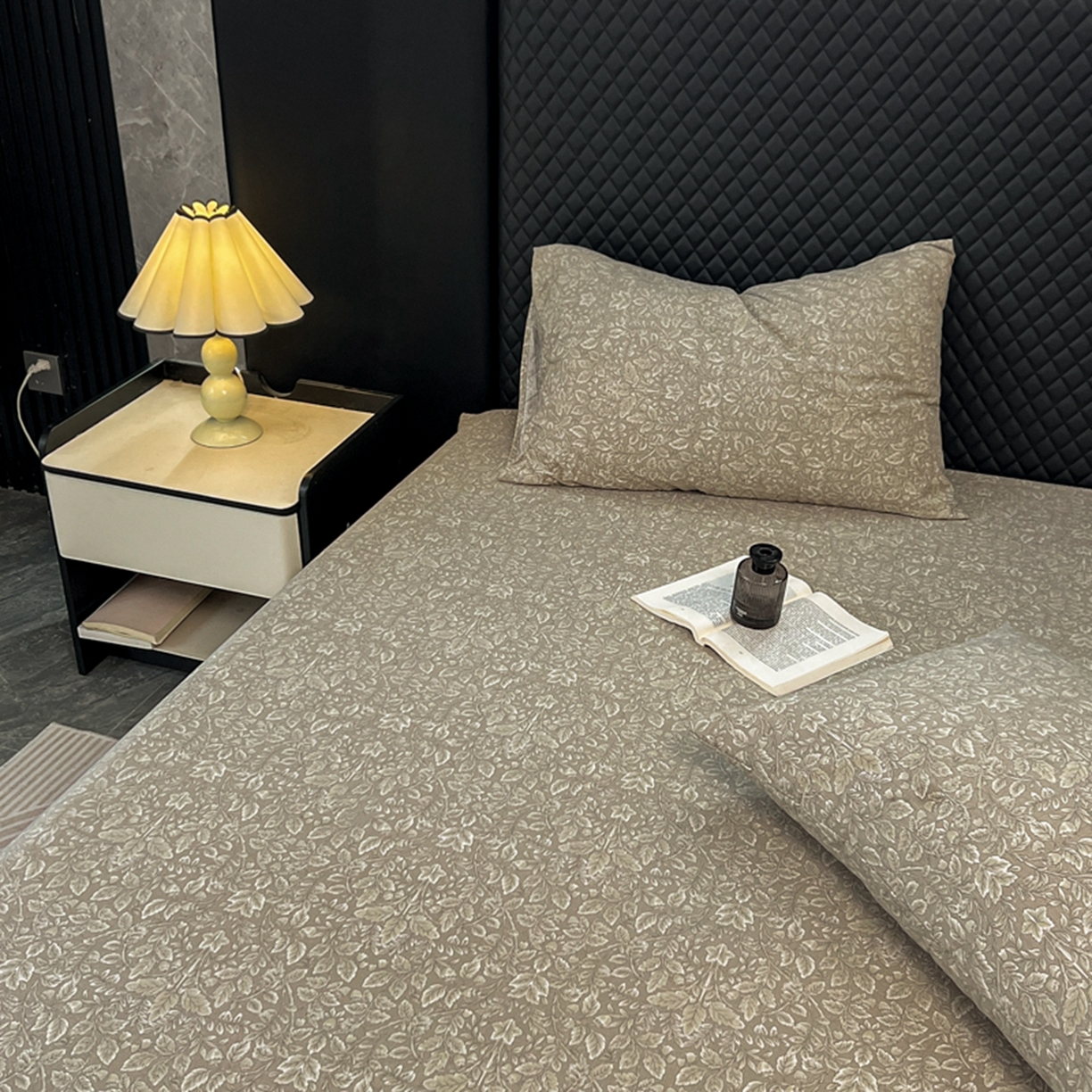 91家纺网 家纺一手货源 找家纺 漫仙阁家纺 2025新款高克重复古原麻单床笠床笠单件单品床笠 古奈绿