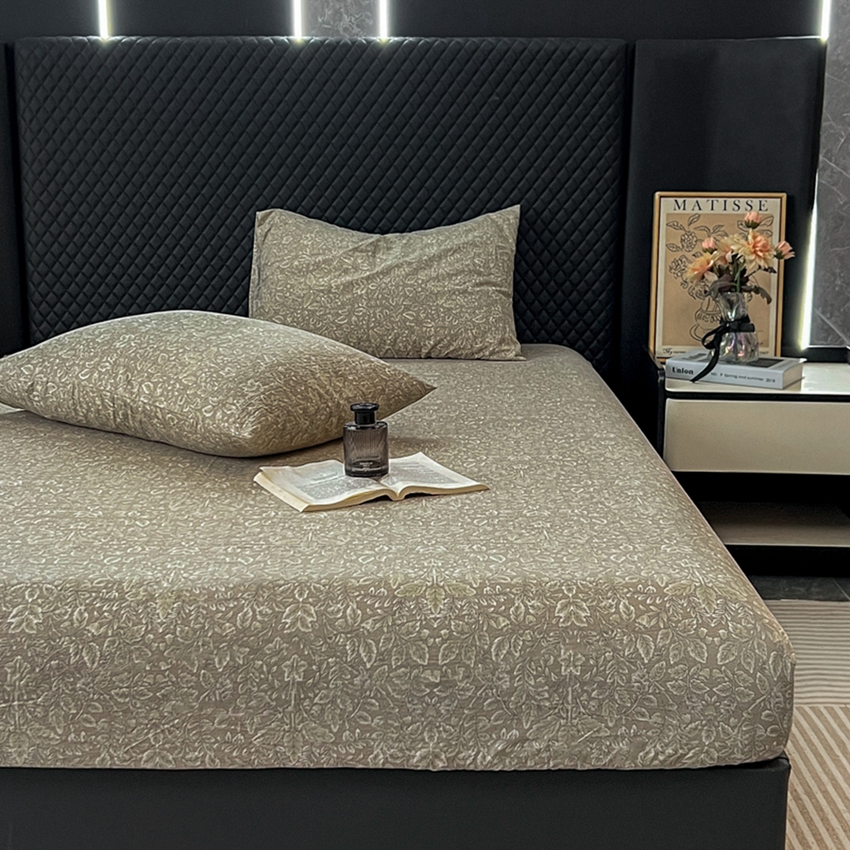 91家纺网 家纺一手货源 找家纺 漫仙阁家纺 2025新款高克重复古原麻单床笠床笠单件单品床笠 古奈绿