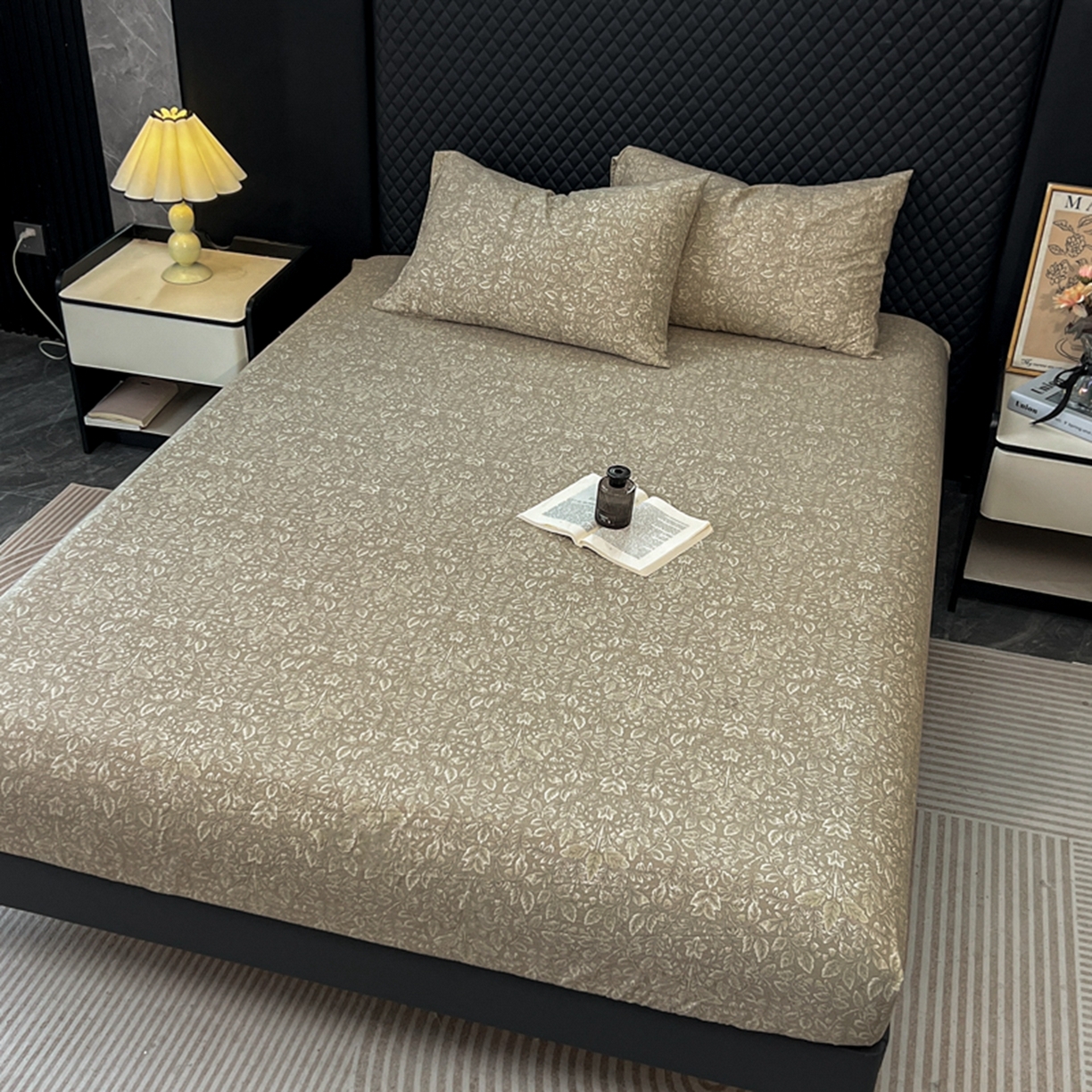 91家纺网 家纺一手货源 找家纺 漫仙阁家纺 2025新款高克重复古原麻单床笠床笠单件单品床笠 古奈绿