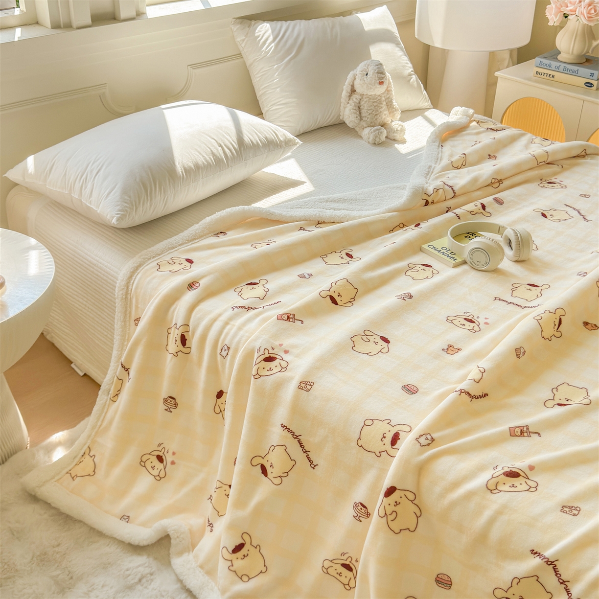 91家纺网 家纺一手货源 找家纺 名兮家居 2025秋冬正版授权经典奥特曼高克重牛奶绒羊羔绒多功能盖毯【含防伪标】 盖毯-格子布丁狗