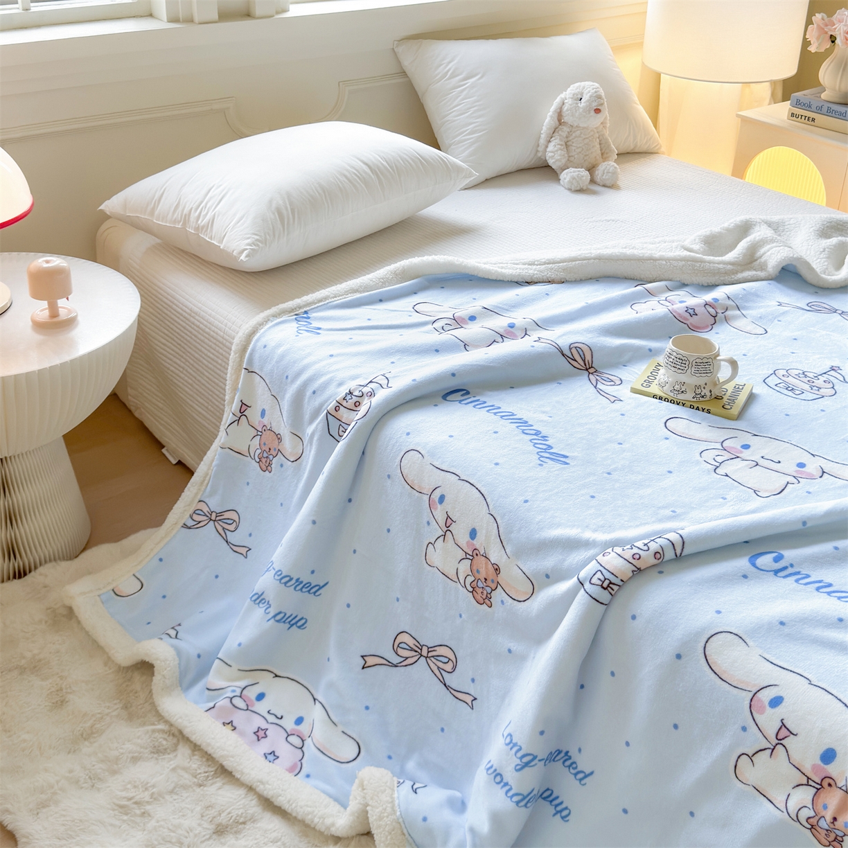 91家纺网 家纺一手货源 找家纺 名兮家居 2025秋冬正版授权经典奥特曼高克重牛奶绒羊羔绒多功能盖毯【含防伪标】 盖毯-甜品大耳狗