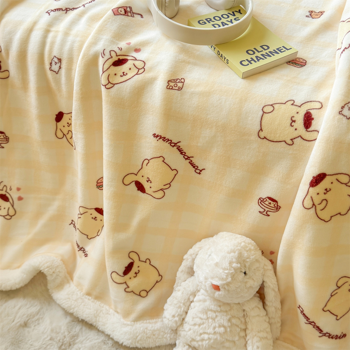 91家纺网 家纺一手货源 找家纺 名兮家居 2025秋冬正版授权经典奥特曼高克重牛奶绒羊羔绒多功能盖毯【含防伪标】 盖毯-格子布丁狗