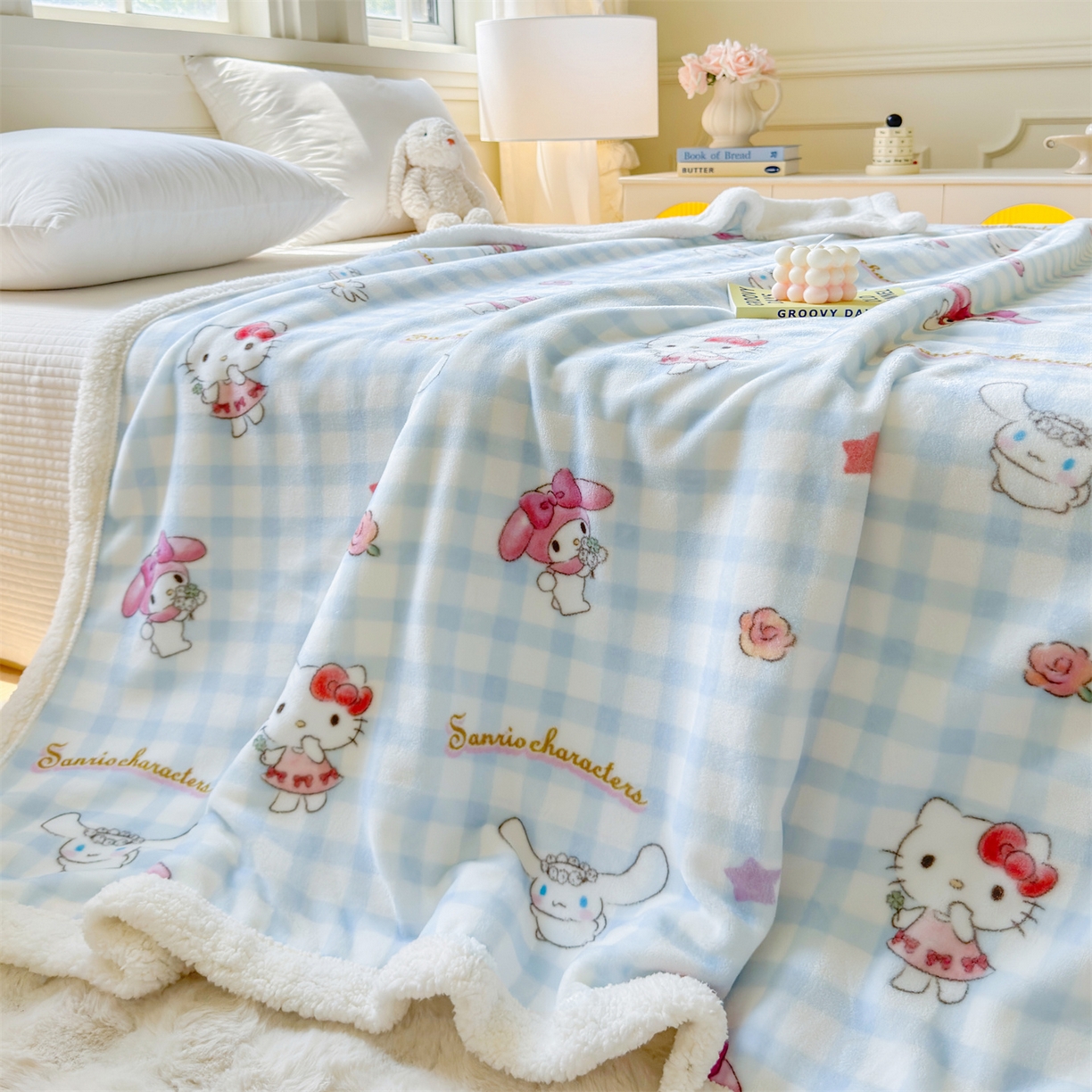 91家纺网 家纺一手货源 找家纺 名兮家居 2025秋冬正版授权经典奥特曼高克重牛奶绒羊羔绒多功能盖毯【含防伪标】 盖毯-蓝格萌宠