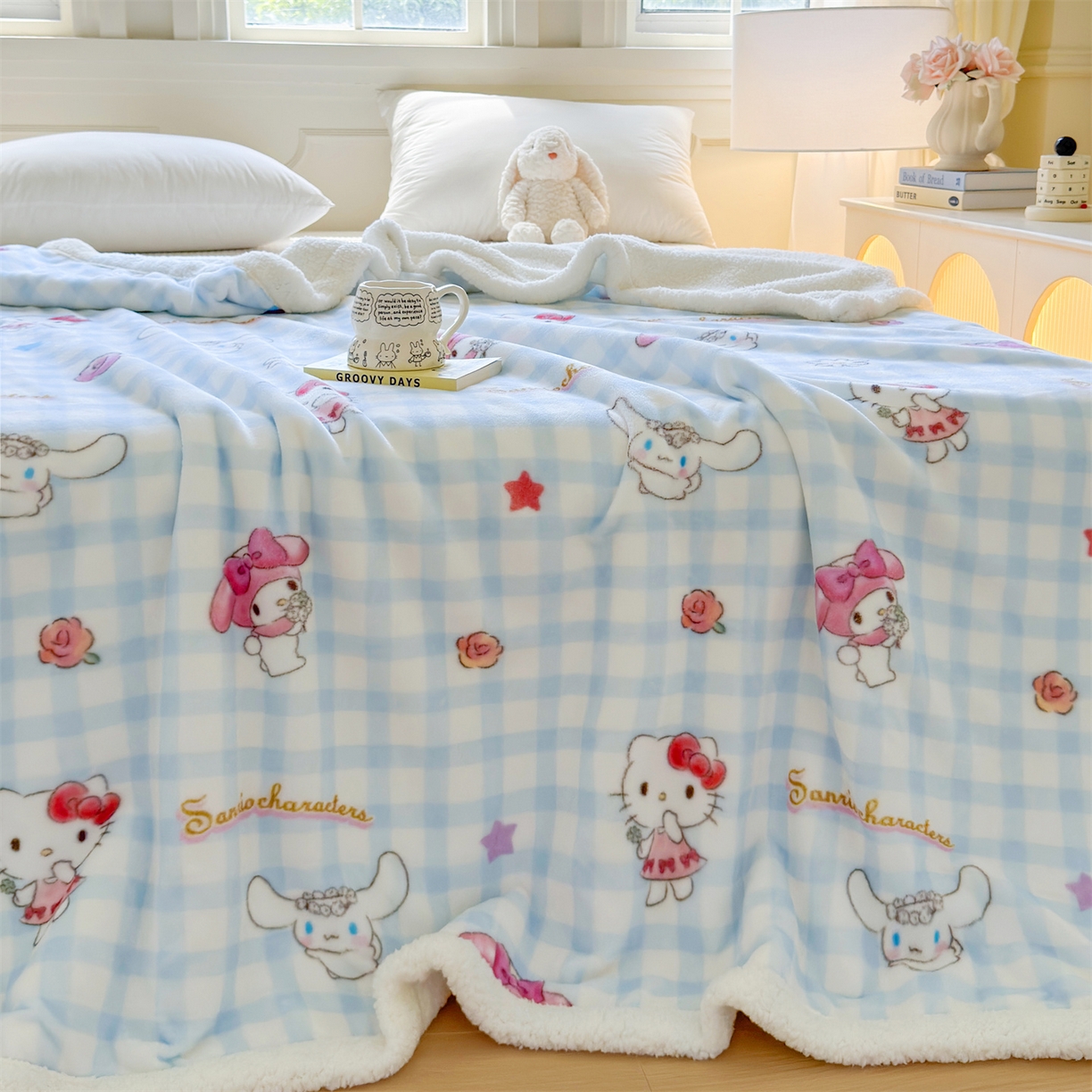 91家纺网 家纺一手货源 找家纺 名兮家居 2025秋冬正版授权经典奥特曼高克重牛奶绒羊羔绒多功能盖毯【含防伪标】 盖毯-蓝格萌宠