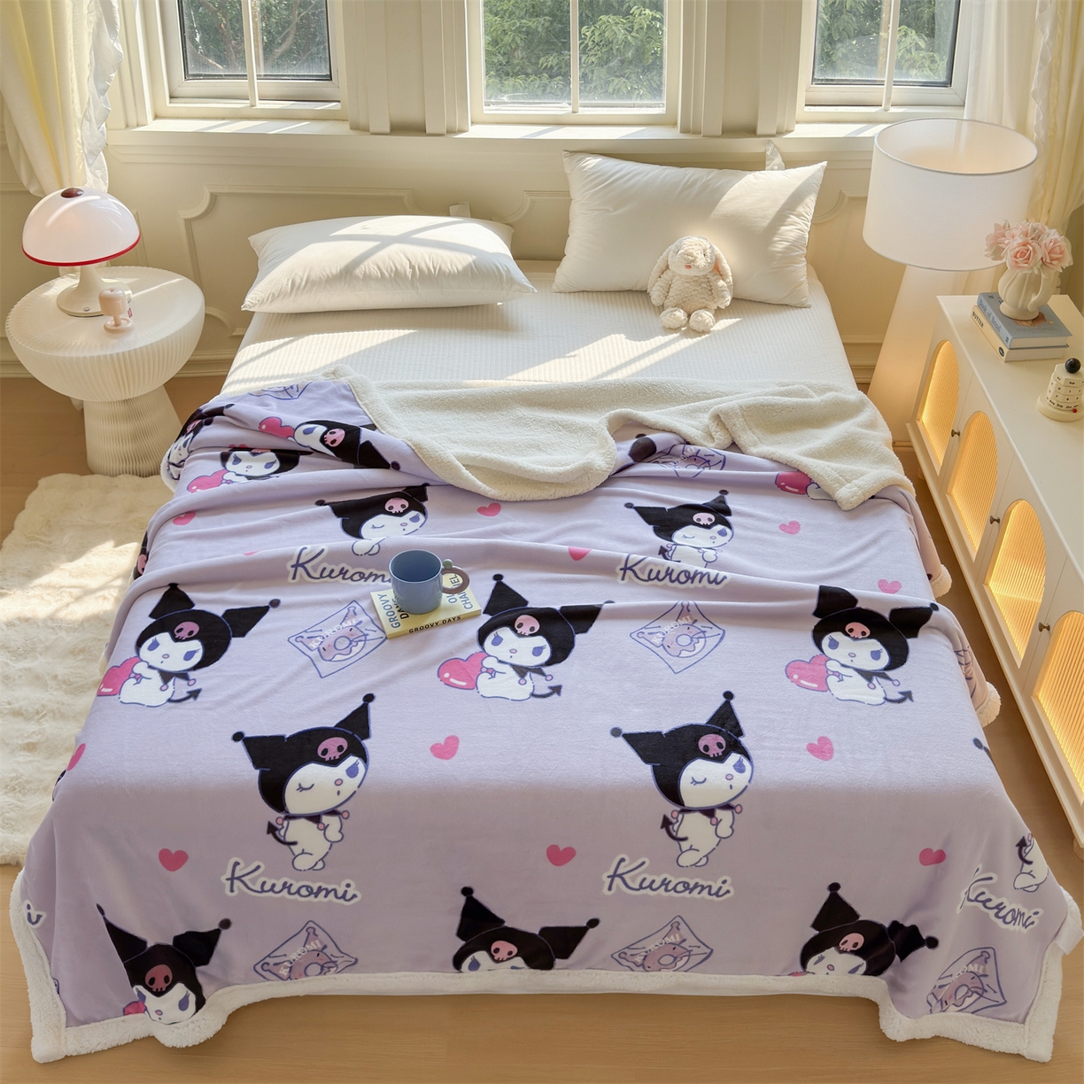 名兮家居 2025秋冬正版授权经典奥特曼高克重牛奶绒羊羔绒多功能盖毯【含防伪标】 盖毯-紫色库洛米