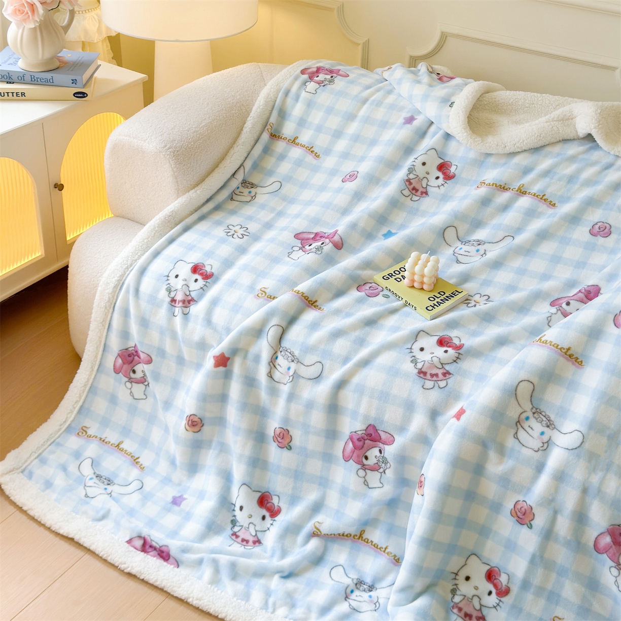 91家纺网 家纺一手货源 找家纺 名兮家居 2025秋冬正版授权经典奥特曼高克重牛奶绒羊羔绒多功能盖毯【含防伪标】 盖毯-蓝格萌宠