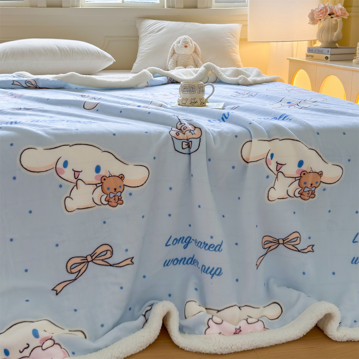 91家纺网 家纺一手货源 找家纺 名兮家居 2025秋冬正版授权经典奥特曼高克重牛奶绒羊羔绒多功能盖毯【含防伪标】 盖毯-甜品大耳狗