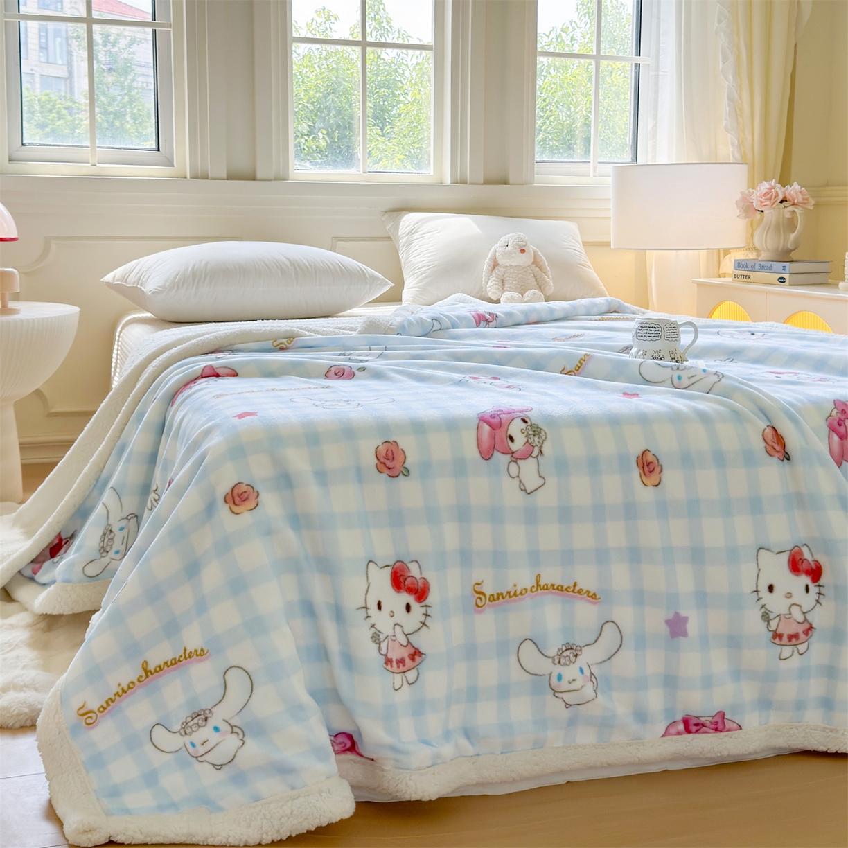 91家纺网 家纺一手货源 找家纺 名兮家居 2025秋冬正版授权经典奥特曼高克重牛奶绒羊羔绒多功能盖毯【含防伪标】 盖毯-蓝格萌宠