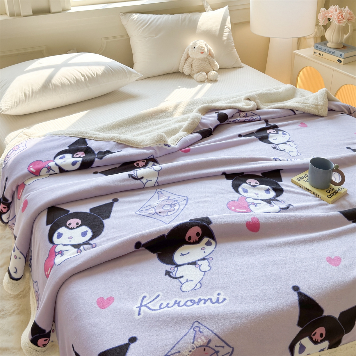 91家纺网 家纺一手货源 找家纺 名兮家居 2025秋冬正版授权经典奥特曼高克重牛奶绒羊羔绒多功能盖毯【含防伪标】 盖毯-紫色库洛米