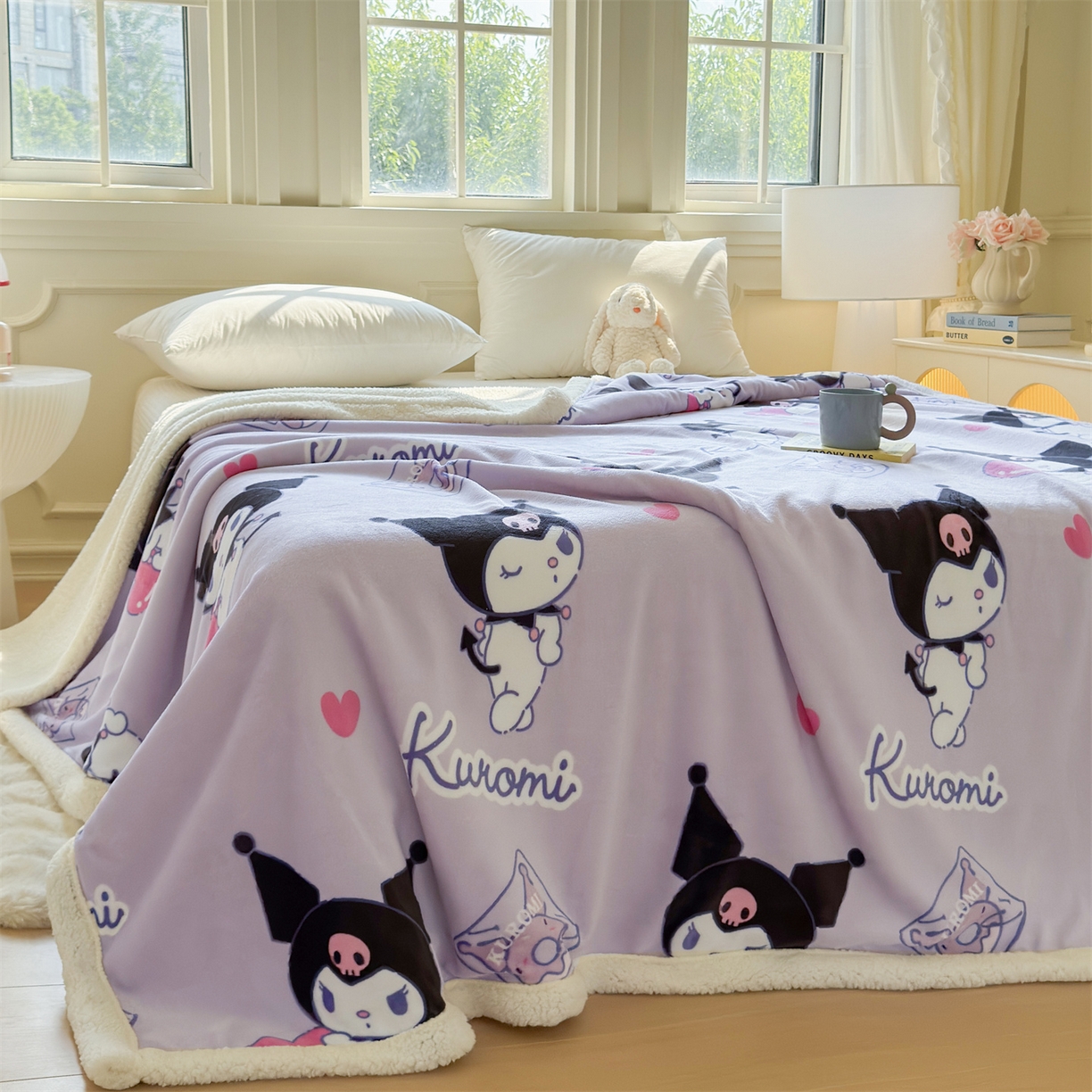 91家纺网 家纺一手货源 找家纺 名兮家居 2025秋冬正版授权经典奥特曼高克重牛奶绒羊羔绒多功能盖毯【含防伪标】 盖毯-紫色库洛米