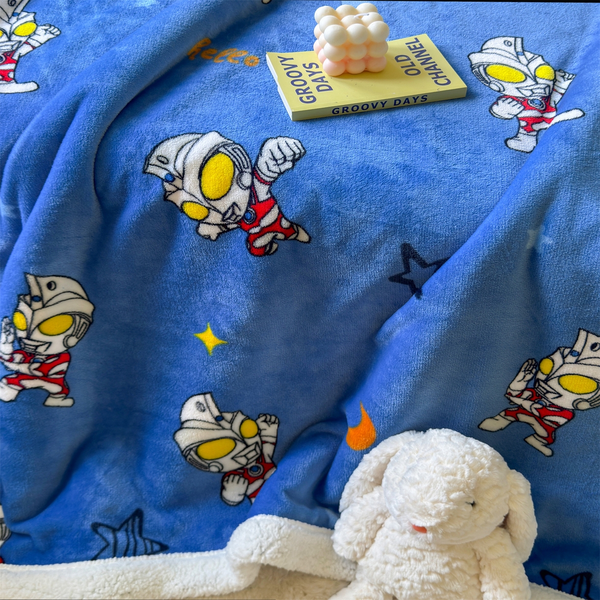 91家纺网 家纺一手货源 找家纺 名兮家居 2025秋冬正版授权经典奥特曼高克重牛奶绒羊羔绒多功能盖毯【含防伪标】 盖毯-艾斯