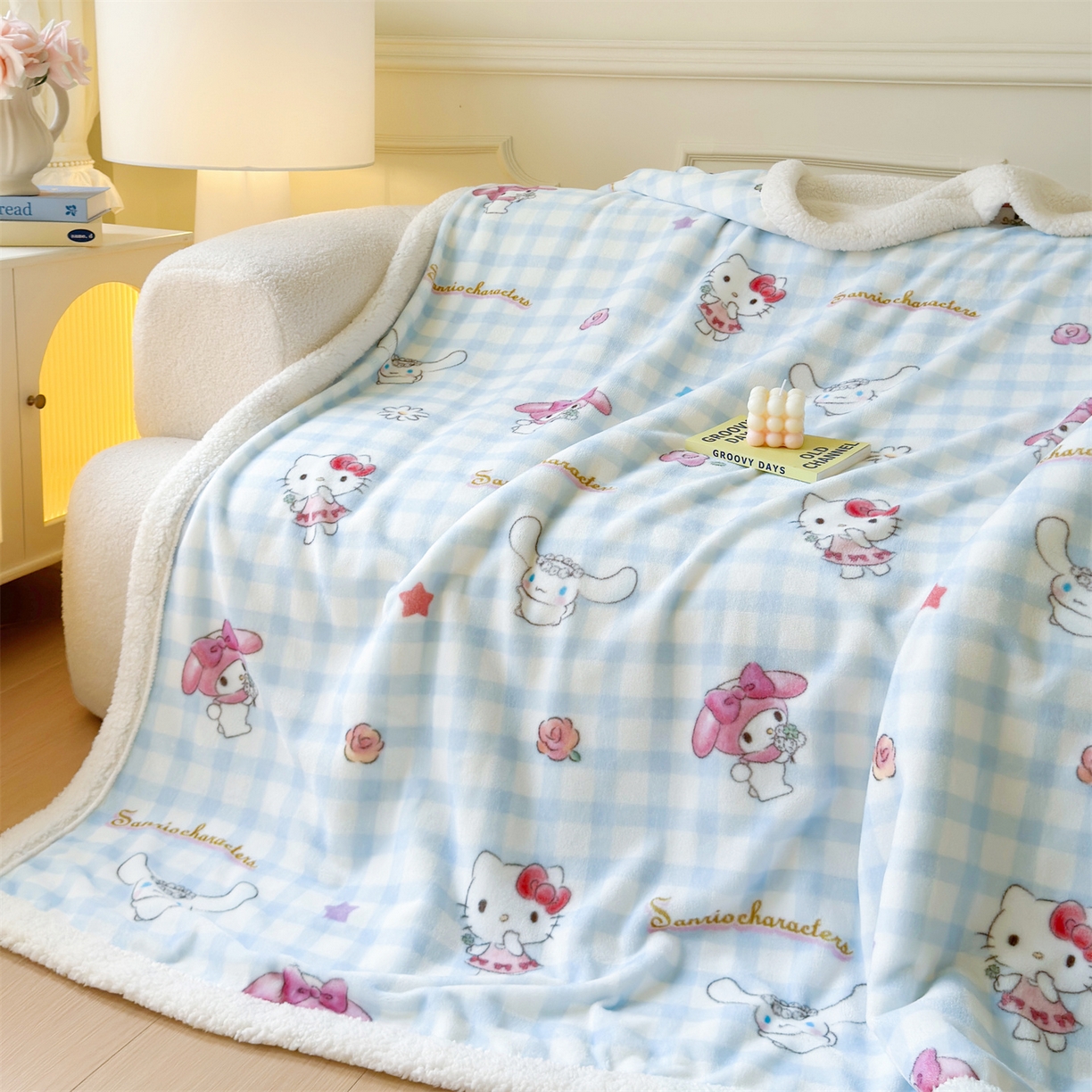 91家纺网 家纺一手货源 找家纺 名兮家居 2025秋冬正版授权经典奥特曼高克重牛奶绒羊羔绒多功能盖毯【含防伪标】 盖毯-蓝格萌宠