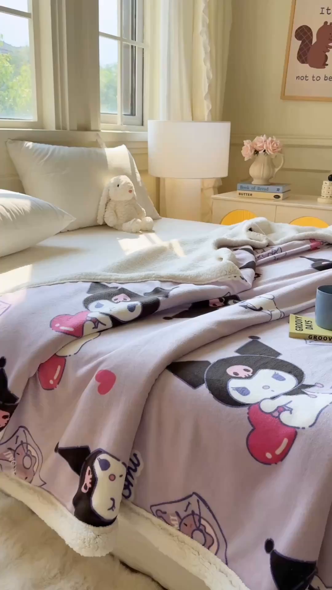 91家纺网 家纺一手货源 找家纺 名兮家居 2025秋冬正版授权经典奥特曼高克重牛奶绒羊羔绒多功能盖毯【含防伪标】 盖毯-紫色库洛米