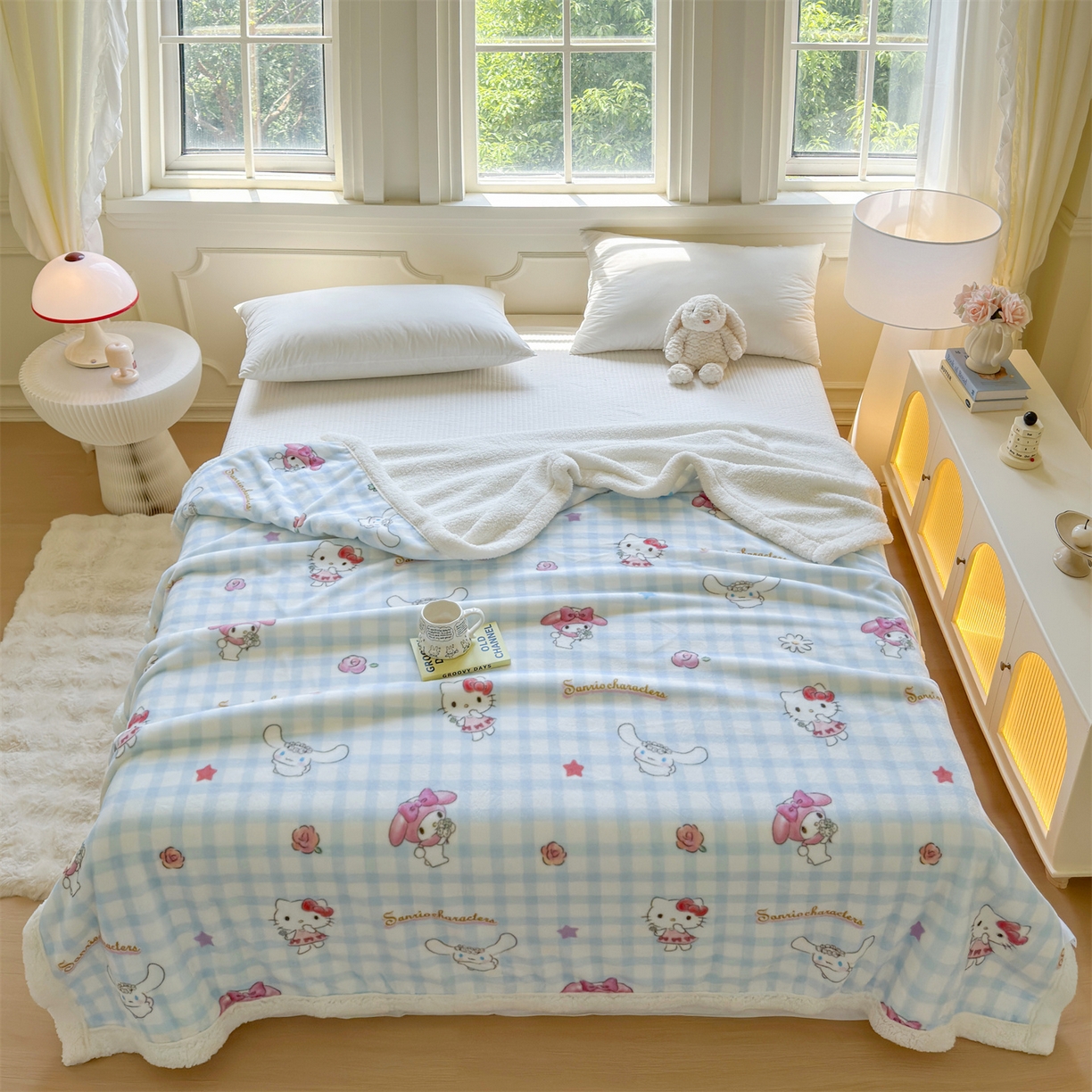 名兮家居 2025秋冬正版授权经典奥特曼高克重牛奶绒羊羔绒多功能盖毯【含防伪标】 盖毯-蓝格萌宠