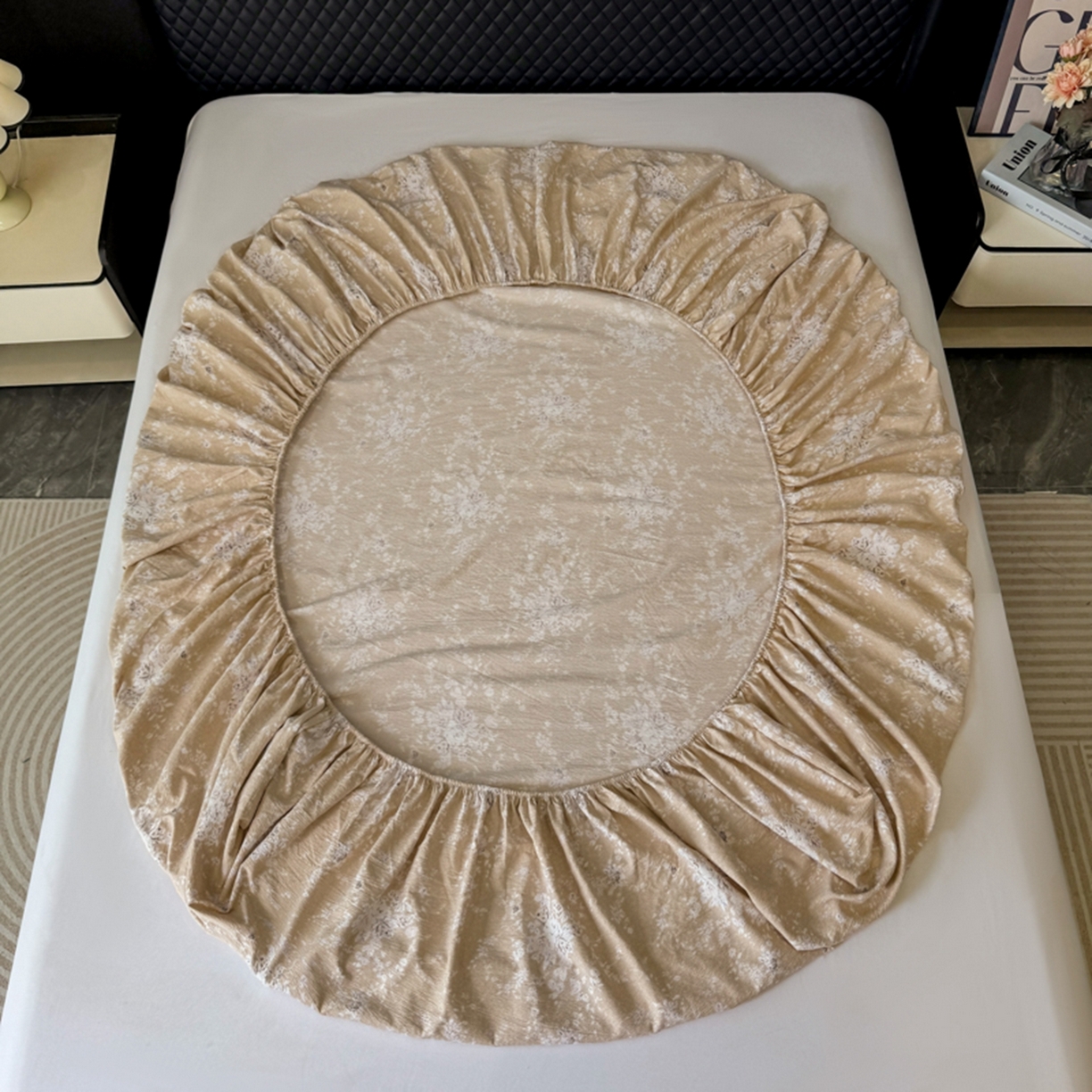 91家纺网 家纺一手货源 找家纺 漫仙阁家纺 2025新款高克重复古原麻单床笠床笠单件单品床笠 南城旧梦