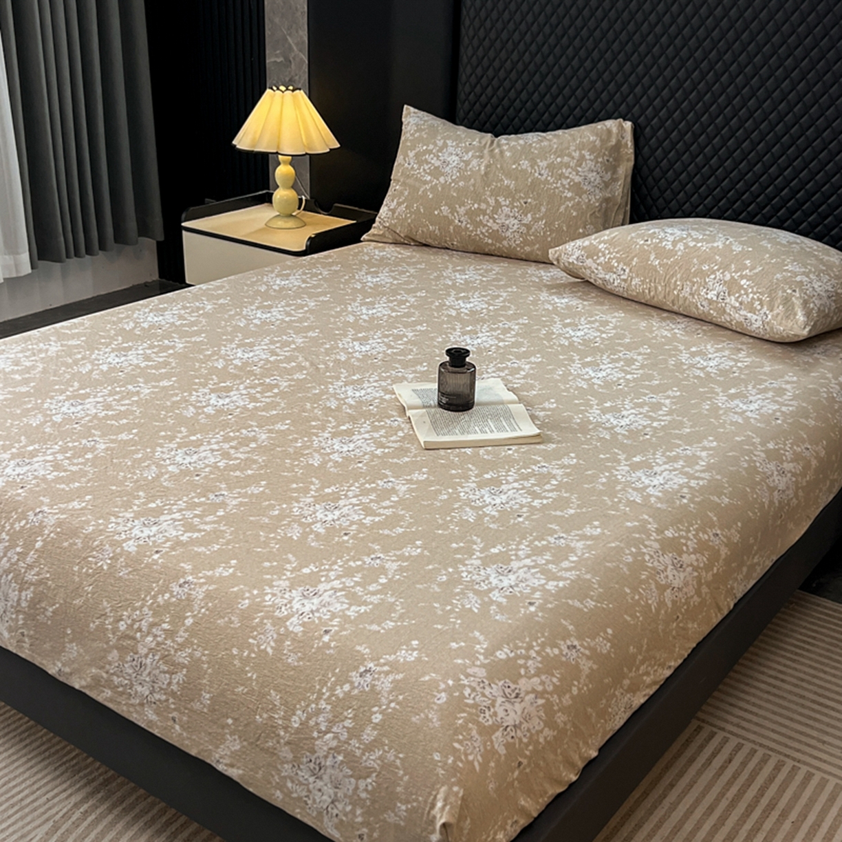 91家纺网 家纺一手货源 找家纺 漫仙阁家纺 2025新款高克重复古原麻单床笠床笠单件单品床笠 南城旧梦