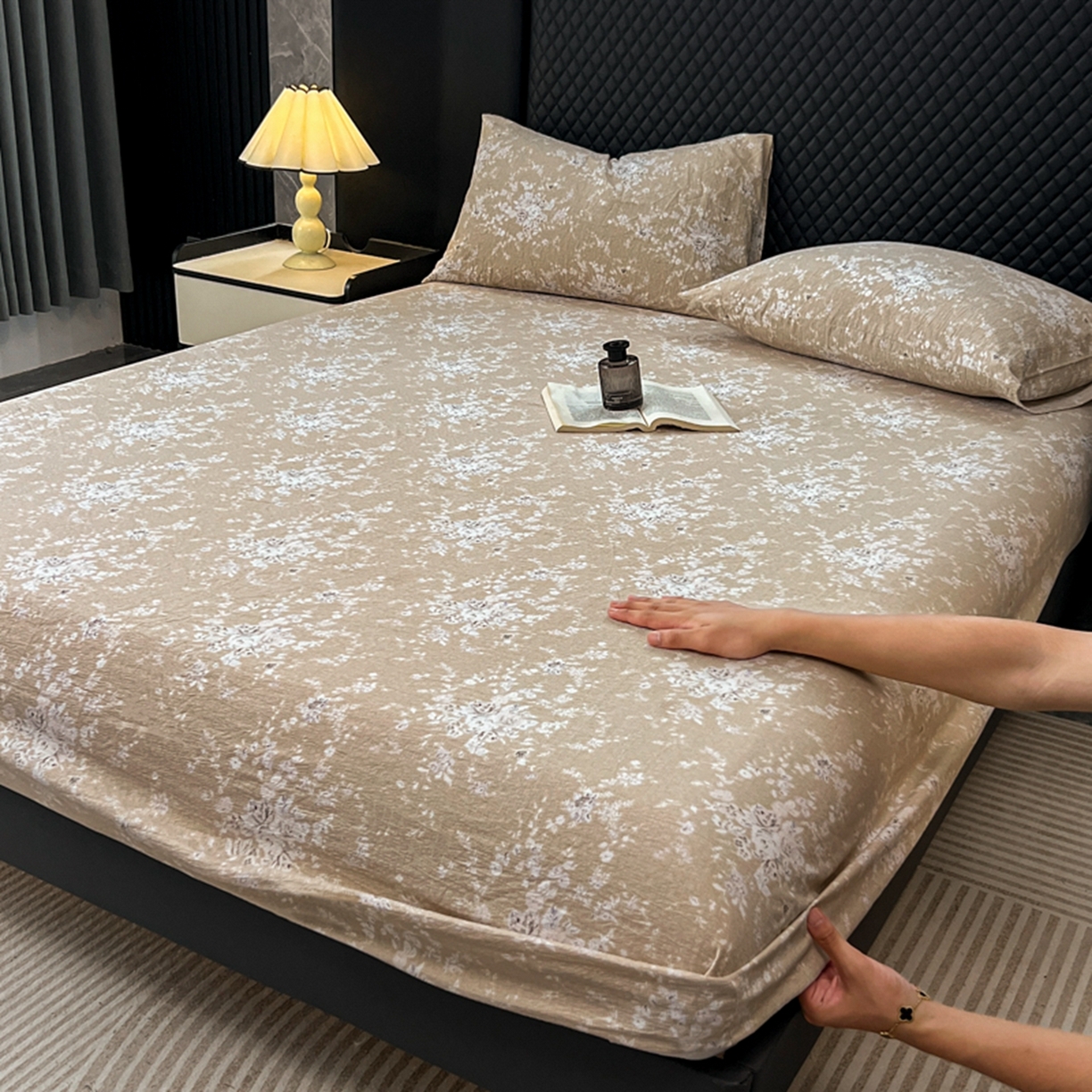 91家纺网 家纺一手货源 找家纺 漫仙阁家纺 2025新款高克重复古原麻单床笠床笠单件单品床笠 南城旧梦