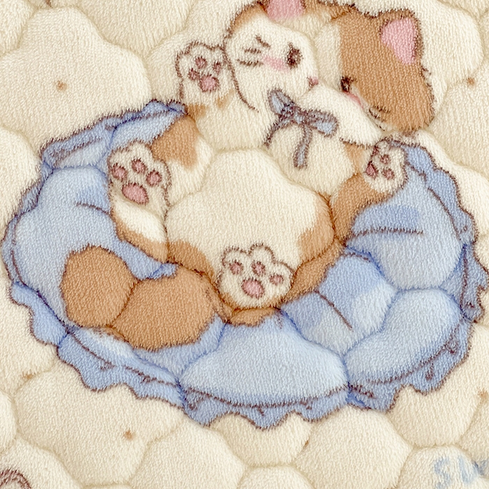 91家纺网 家纺一手货源 找家纺 富馨莱 2025新款牛奶绒夹棉床笠支持一件定做 小猫咪-夹棉