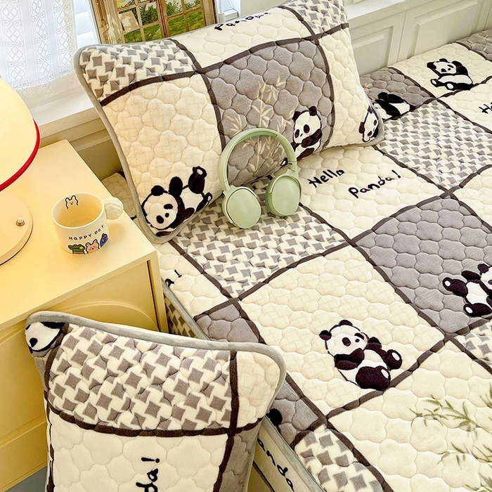 91家纺网 家纺一手货源 找家纺 富馨莱 2025新款牛奶绒夹棉床笠支持一件定做 熊猫皮皮-夹棉