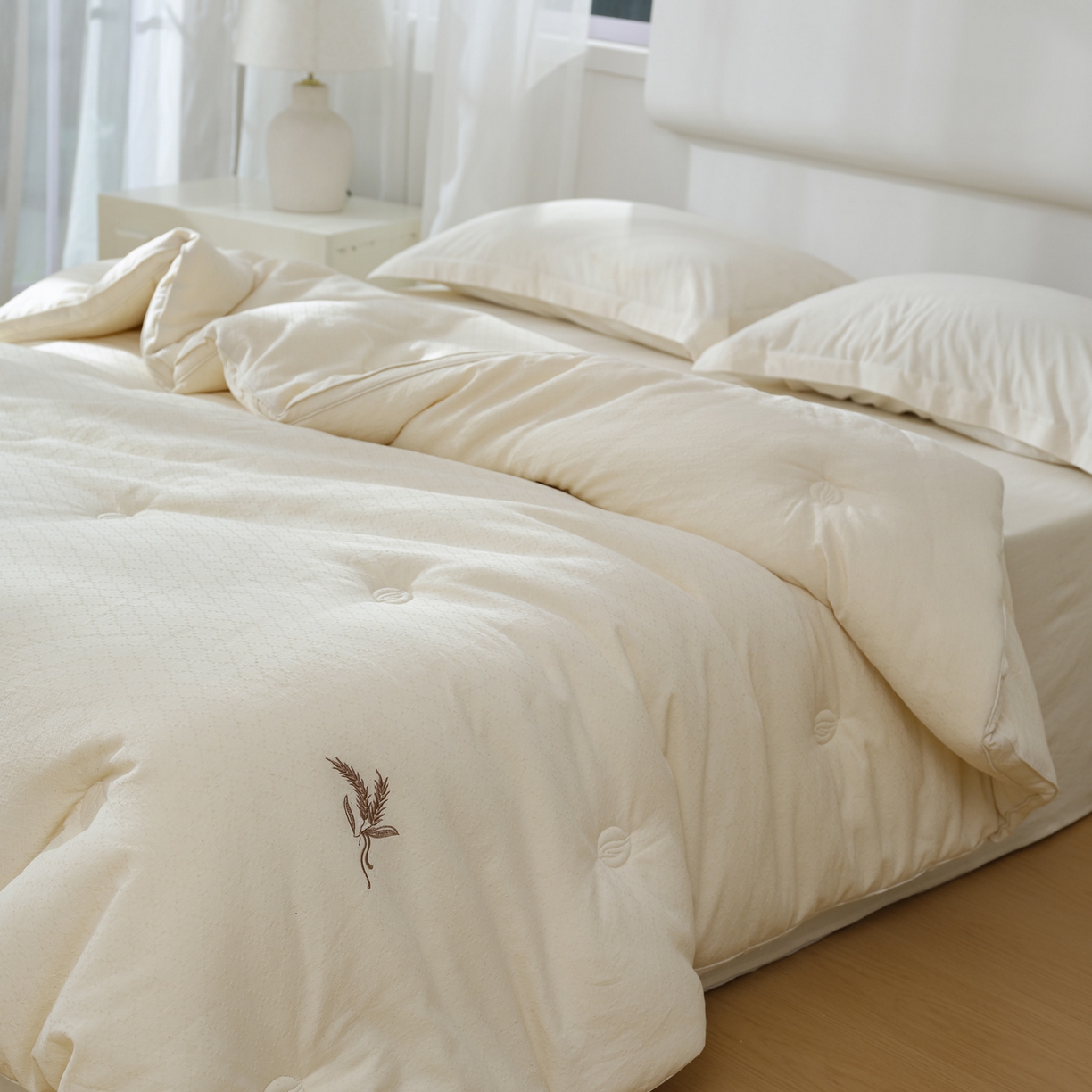 91家纺网 家纺一手货源 找家纺 （总）桂雅居 2025新款自然麦穗棉麻提花鲜豆蛋白被被子被芯