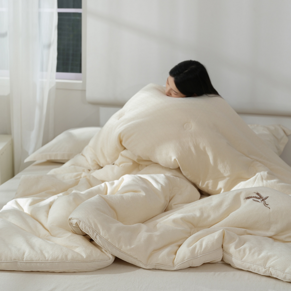 91家纺网 家纺一手货源 找家纺 （总）桂雅居 2025新款自然麦穗棉麻提花鲜豆蛋白被被子被芯