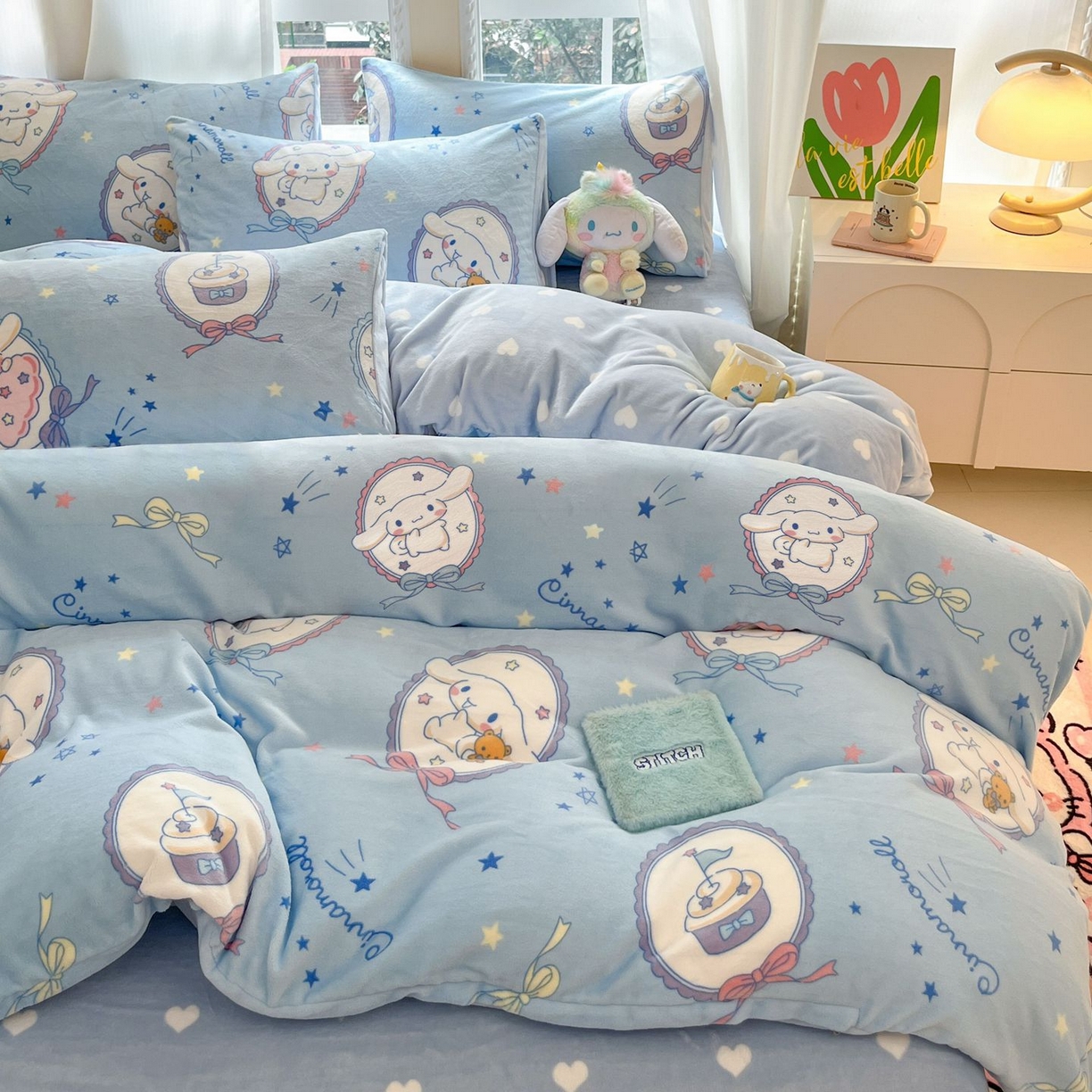 91家纺网 家纺一手货源 找家纺 （总）博雅 2025新款三丽鸥正版授权高克重牛奶绒小版四件套提供买家秀