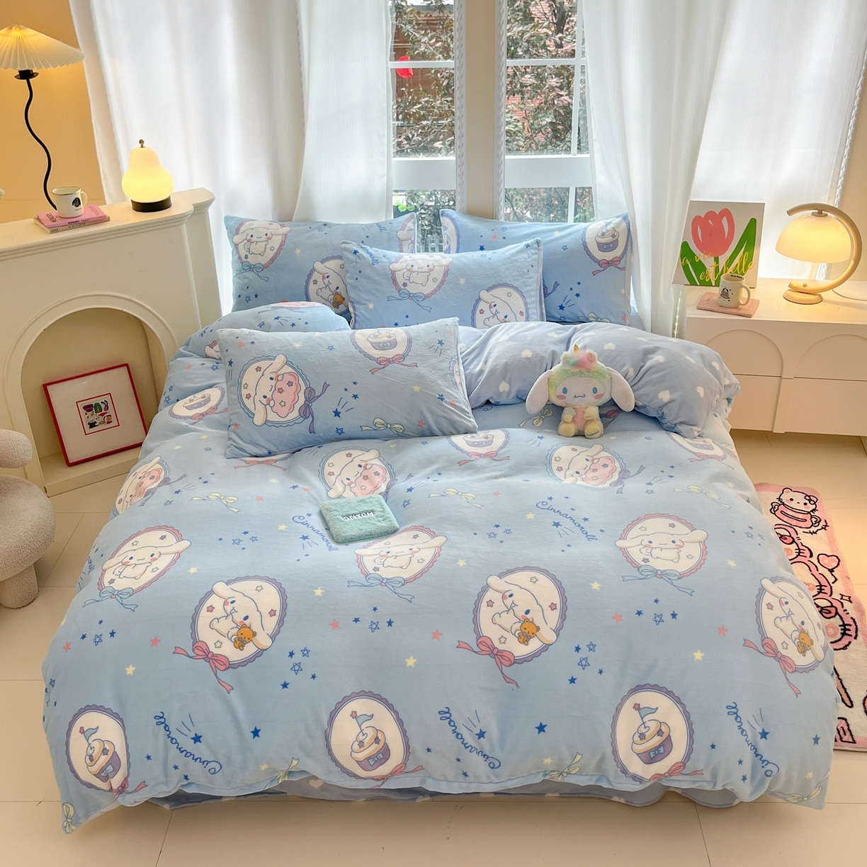 91家纺网 家纺一手货源 找家纺 （总）博雅 2025新款三丽鸥正版授权高克重牛奶绒小版四件套提供买家秀