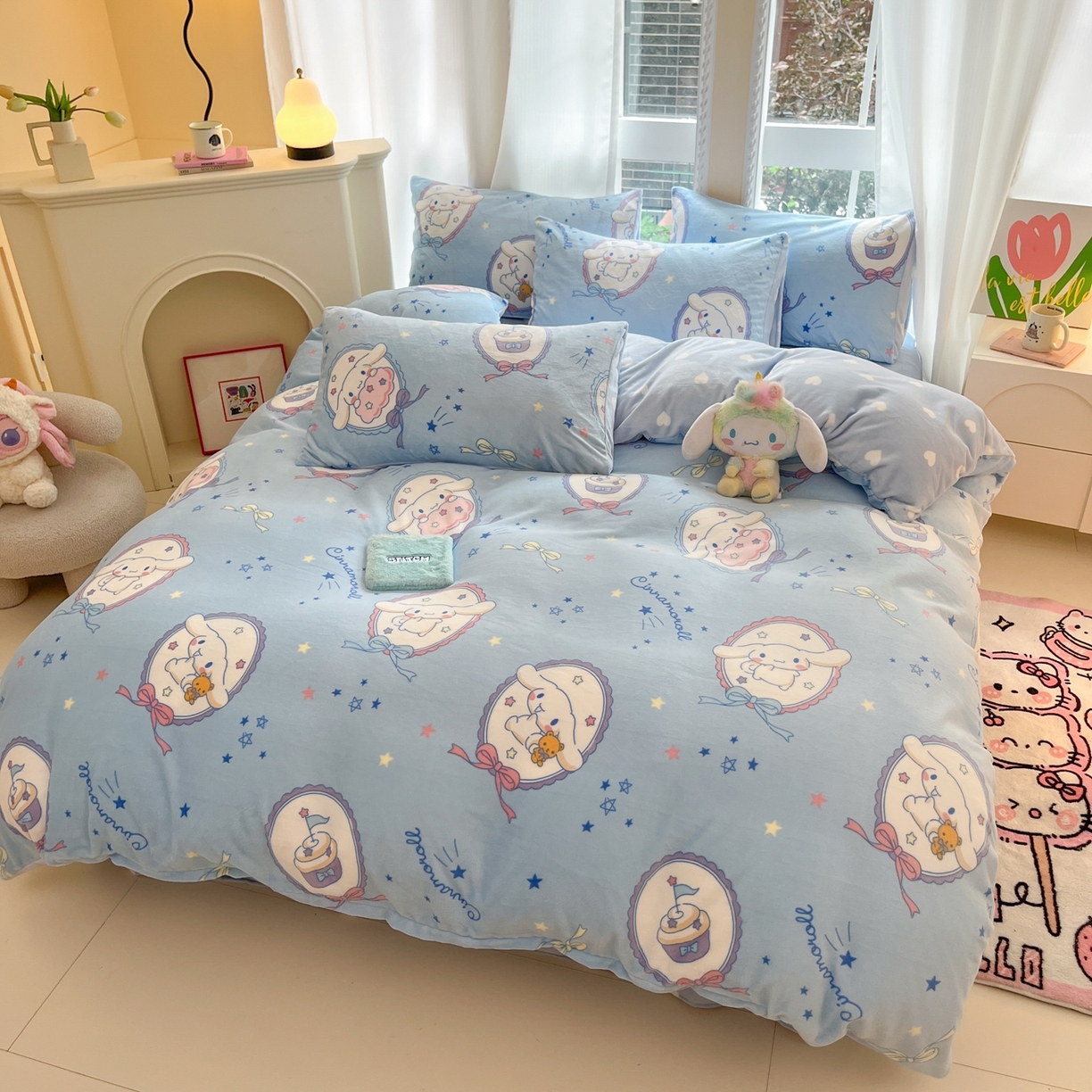 91家纺网 家纺一手货源 找家纺 （总）博雅 2025新款三丽鸥正版授权高克重牛奶绒小版四件套提供买家秀